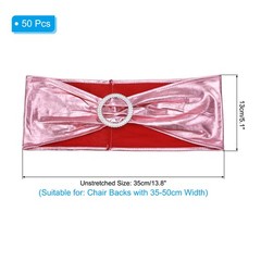 50Pcs 14″x5″ Stretch Chair Sashes Bows Chair Bands Sash with Buckle, Rose Pink