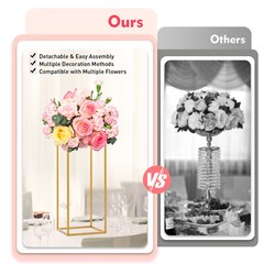 Gold Metal Flower Stand Rectangular Rack For Wedding Table Centerpieces Decor 🔥