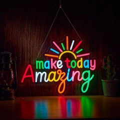 Make Today Amazing Neon Sign for Classroom Wall Decor Dimmable Positive and U…