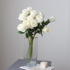 Buart Artificial Silk Flowers Real Touch Realistic Roses Bouquet Long Stem fo…