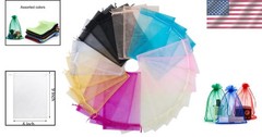 50 Pcs 6X9 Inches Wedding Party Favor Gift Bag Drawstring Organza Bags 10 Color