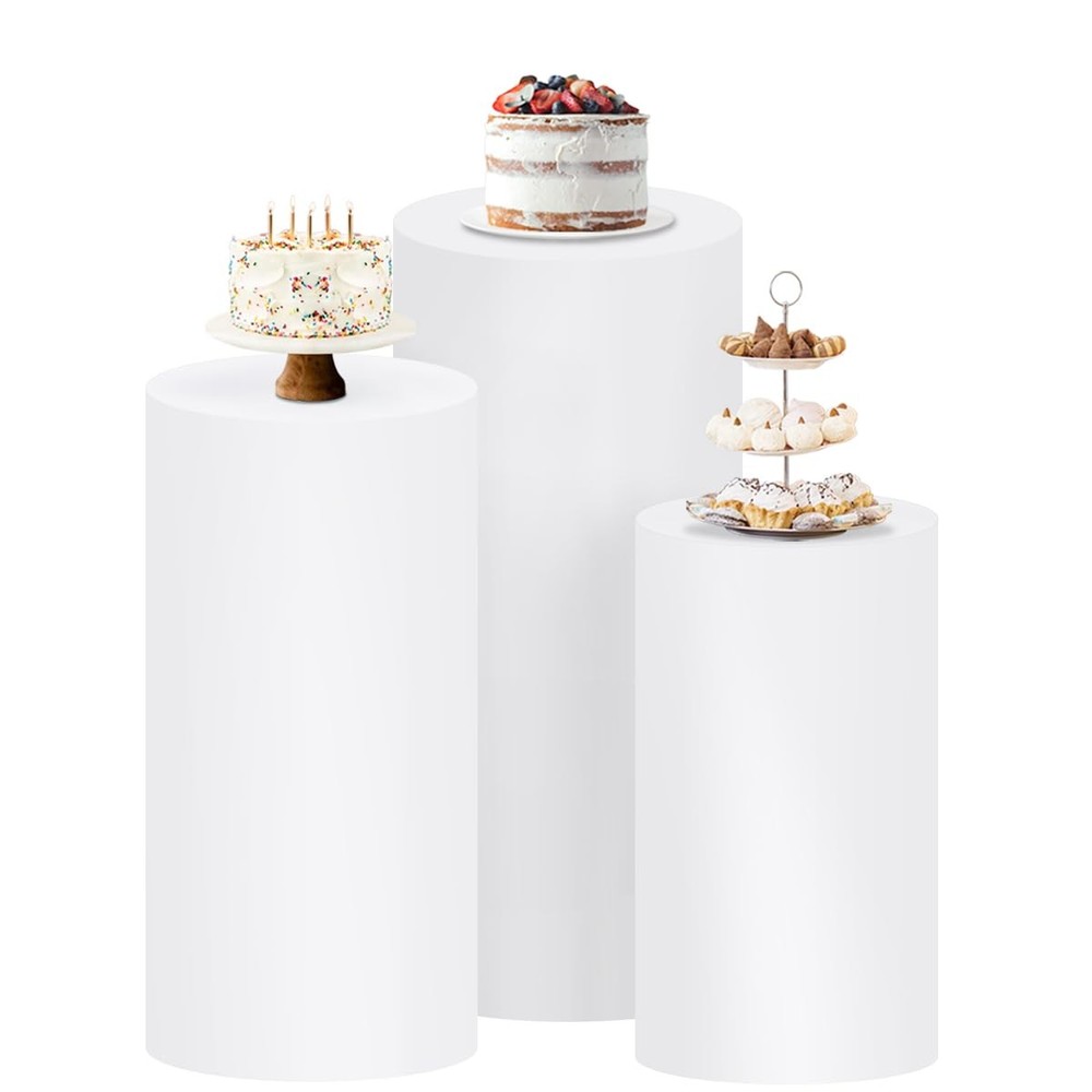 Cylinder Pedestal Stand Covers Spandex Flexible Display Box for Birthday Party W