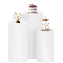 Cylinder Pedestal Stand Covers Spandex Flexible Display Box for Birthday Party W