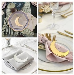 20 Pcs Acrylic Moon Place Card Celestial Wedding Semi Circle Blanks Silver