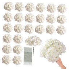Pcs Hydrangea Artificial Flowers Bulk, Faux Hydrangea Full Flowers 24 White