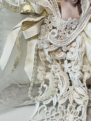 Vtg Wedding Ring Bearer Pillow Victorian Bride Brocade Ivory Satin Lace Ribbons