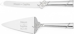 Personalized True Love Silver Wedding Cake Cutting Set Custom Engraved Wedding
