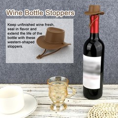 Cowboy Hat Wine Stoppers, Funny Western Silicone Stoppers M, Brown