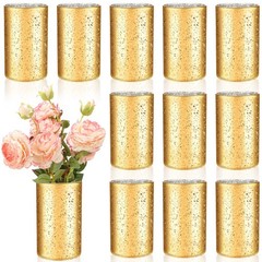 12 Pcs Gold Cylinder Vases for Centerpieces, 6 As Pictures Shown 6 x 3.5 Inch