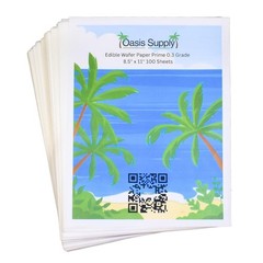 Oasis Supply 100 Piece Edible Rectangle Wafer Paper Pack, 8″ by 11″, White