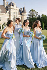 Provence Blue 7″ Artificial Wedding Bouquets Set of 4 for Bridesmaids