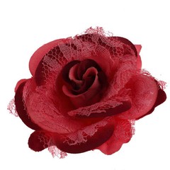 CraftbuddyUS 10 x 75mm 3D Vintage Lace & Fabric Rose Flowers for Wedding Decorat