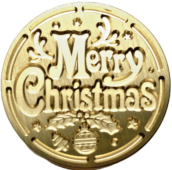 Merry Christmas with Stars, Ornament Wax Seal Stamp Head, 1″ diameter
