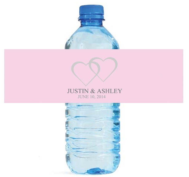 100 Modern Pink Water Bottle Labels Personalized Wedding Party Glossy Waterproof