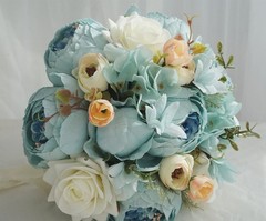 Simulation flower blue peony rose bridal bouquet wedding supplies Mori photo