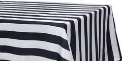 15 BLACK & WHITE STRIPED SATIN TABLECLOTHS 60″x126″ CHARMEUSE PRINT SILK
