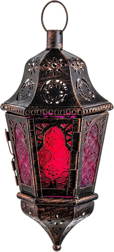 DECORKEY Lantern Decorative Indoor & Outdoor, 13.6’’ Moroccan Style Purple