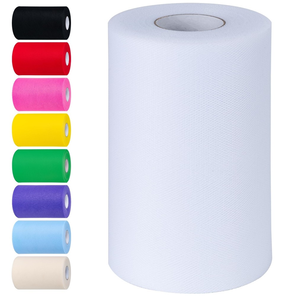 White Tulle Fabric Rolls 6 Inch by 100 Yards (300 feet) Tulle Roll Spool Fabr…