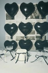 Heart Balloons, 12PCS Heart Foil Ballons, ILYJNQIN18inch Valentine Black