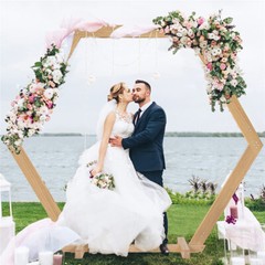 Wood Wedding Arch Backdrop Stand Rectangle Heptagonal for Wedding Parties Theme
