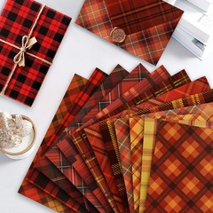 24 Sheets Plaid Pattern Paper, 12″x12″ Double-Sided Orange & Yellow 7