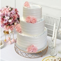GOLD CLEAR 16″ Round Metal Glass Geometric CAKE STAND Party Wedding Decorations