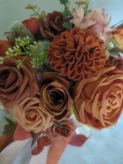 Terracotta Bridal Bouquet Artificial Silk Foam Flowers