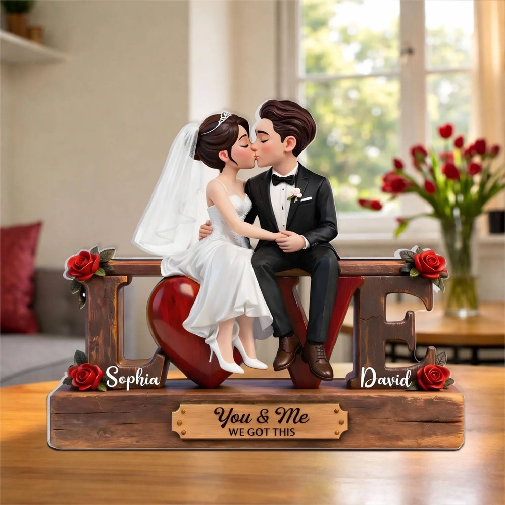Personalized Wedding Acrylic Block, Wedding Anniversary Gift for Husband Wife, R