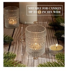 36 Pieces Votive Candle Holders for Christmas Decorations, 2×2.5in Clear Glass