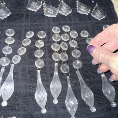 HUGE LOT ACRYLIC HANGING CRYSTALS ORNAMENTS WITH TEARDOP PRISMS & HOOKS