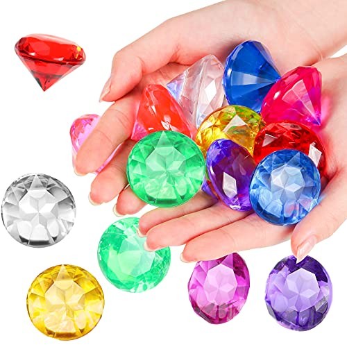 6 Pcs Acrylic Diamond Large Gems Pirate Round Treasure Acrylic 1 Multicolor