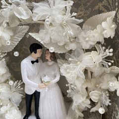 Vintage Wilton MOONLIT SNOW Wedding Cake Top, Black Suit # 114-201