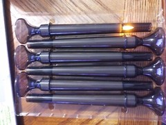 Kakoya Flameless Smoky 6 pack Taper Candles w/2 remote and stands 9 1/2″ Tall