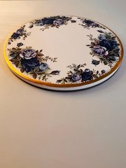 Royal Albert Moonlight Rose Teapot Trivet – English China Coaster, Blue Floral V