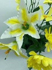 DIY Silk Flower Yellow Chrysanthemum White Lilly Bouquet (DIY)