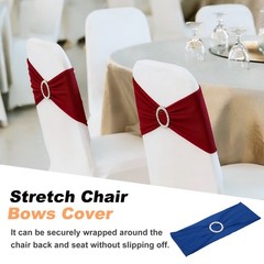 30Pcs Chair Sashes with Buckle Slider Stretch Spandex Chair Bows Cover, Sapphire