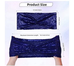 Navy Blue Sequin Chair Sash 14x6in Sparkling Glitter Stretch Wedding Decor