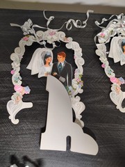 Vtg Hallmark Wedding Centerpiece 6os 70s Honeycomb Bride Groom Arch Lot Of 6