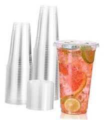 140 Pack 24 OZ PET Clear Plastic Cups with Lids, 24 OZ Crystal 24 OZ Clear