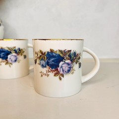 Royal Albert Moonlight Rose Cup – English Porcelain 1987, Blue Floral Gold Trim