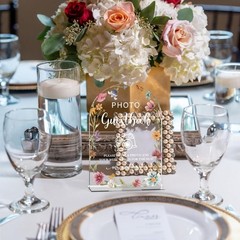 Wedding Reception Sign, Acrylic Table Top, Photo Guestbook, Clear