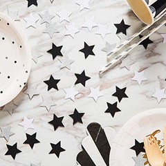 Black and White Glitter Silver Paper Twinkle Little Stars Confetti Wedding