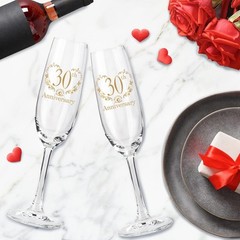 30th Anniversary Champagne Flutes, 2 Count (Pack of 1), anniversary