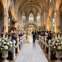 Wedding Aisle Runner: 4FT×15FT Sequin Fabric – Silver Sparkly Carpet Runner