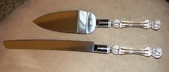 Vintage Wedding 2 Pc Hostess Set – Stainless Steel, Diamond Cut Acrylic Handles