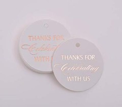 Thank You Gift Tags, Rose Gold Foil, 30 Pack, Rose Gold Tags Round Circle 3