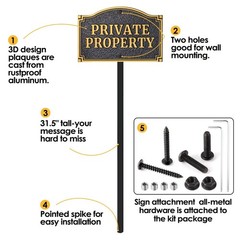 Private Property Statement Plaque, Solid Metal Cast Yard Sign, Heavy-duty Mat…
