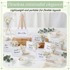 50 PCS Wedding Place Cards Wooden Clip Babys Breath Table Setting Black