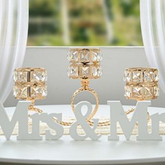 antique crystal dining table with 3 candlesticks romantic metal wedding banquet