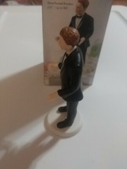 Caucasian SURPRISED GROOM Porcelain Wedding Cake Topper